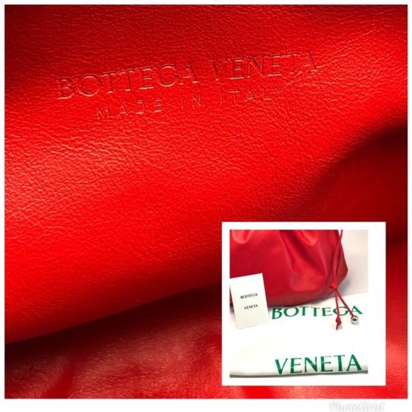 BOTTEGA VENETTA Bulb Medium Pouch Knot Red Calfskin Leather Clutch - Picture 12 of 12